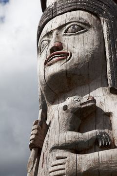Totem pole in front of the Juneau-Douglas City Museum