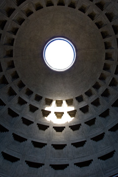 Looking up, inside the Pantheon