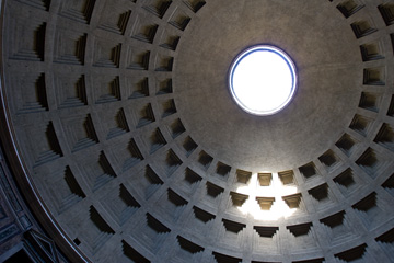 Looking up, inside the Pantheon