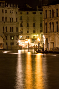 Lights on the canal at night