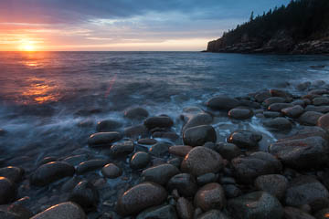 Boulder Beach and Otter Cliffs, at sunrise, Acadia National Park, Maine