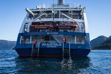 The stern of MV Australis, Tierra del Fuego, Chile