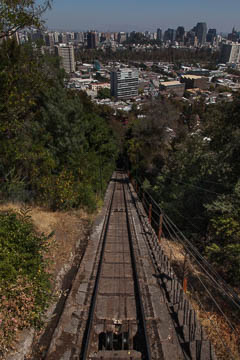The funicular to the top of San Cristóbal Hill, Santiago, Chile