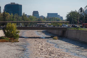 The channelized Mapocho River, Santiago, Chile